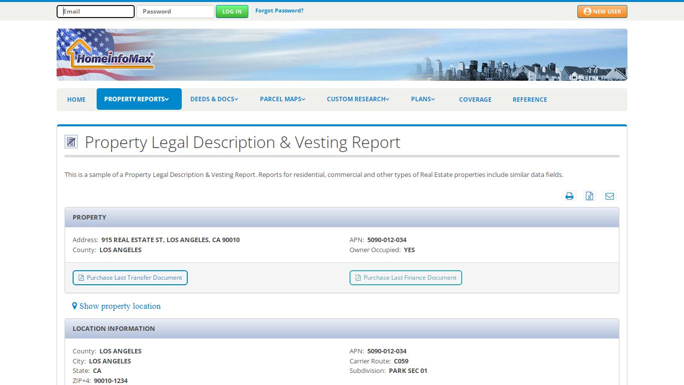 Property Legal Description & Vesting Report | HomeInfoMax